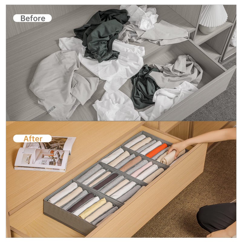 Coorganisers 4 Packs T-shirt Drawer Organizers for Clothing,10 Grids Compartment Wardrobe Storage Box, Washable Clothes Organizer for Folded Clothes, T-shirt, Legging, Silk Scarve - Image 2