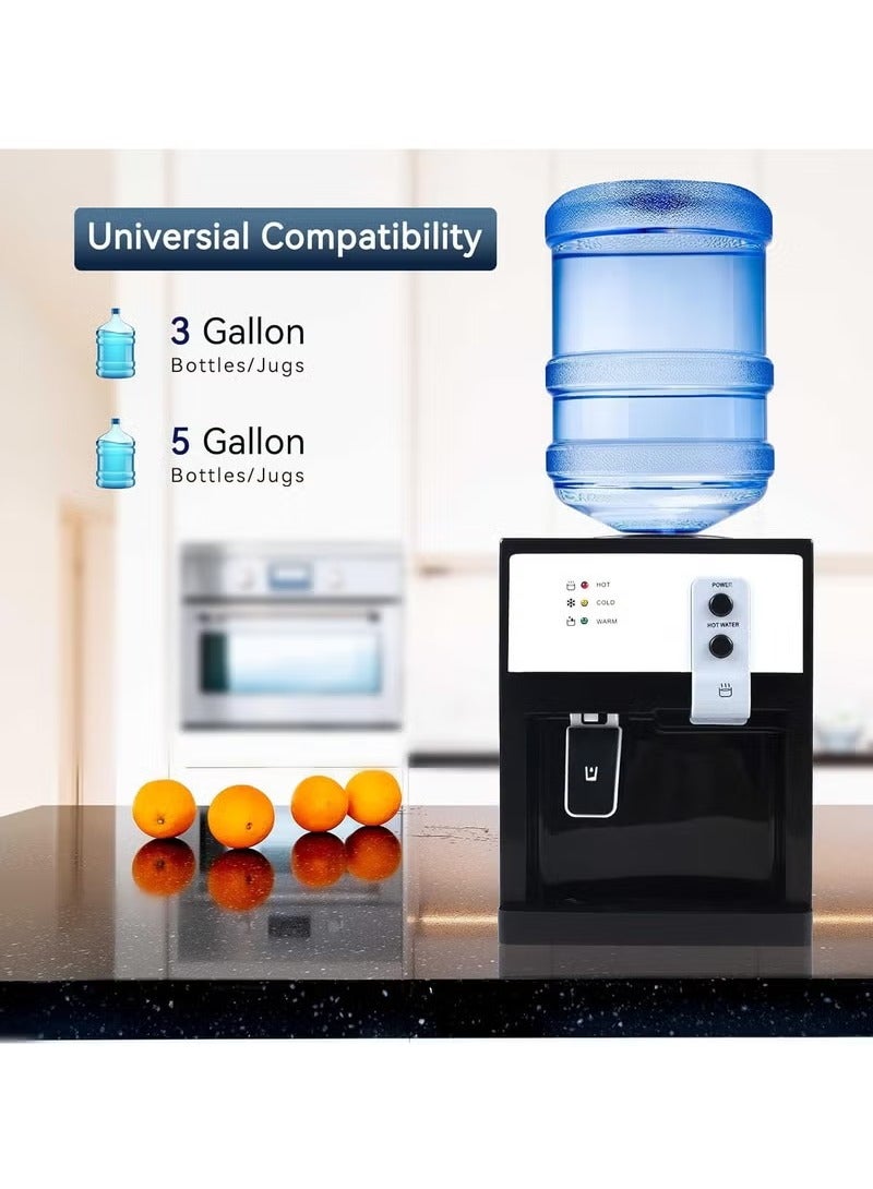 XiuWoo Water Cooler Desktop Electric Hot and Cold Water Dispenser 3 Temperature Setting Hot, Normal, Cold for 4.5-18.9L Water Bucket/ Bottles,550W Antibacterial Food-Grade Stainless Steel Inner Tank White - Image 3