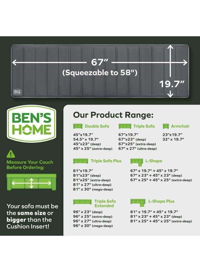 BEN'SHOME ® دعم وسادة الأريكة المحسن [19.7x58-67" ] - دعم وسادة الأرائك للمقاعد المتدلية، دعم قوي للأريكة للمساند المتدلية، دعم الأريكة لإصلاح الأريكة الخاصة بك | بسماكة 0.4"  - Image 2