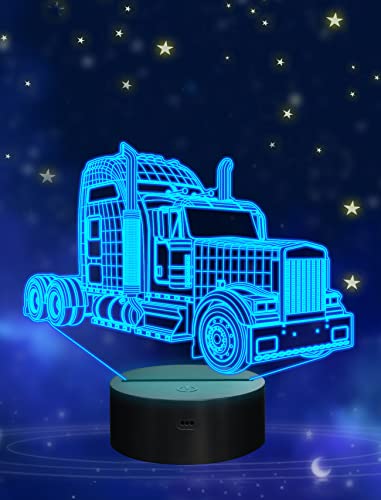 GIFTOHOLIC Truck 3D Bedside Lamp Lorry Illusion Hologram Night Light 16 Colors Changing with Remote Control Kids Bedroom Dcor Cool Novelty Birthday Gift Present for Boy Men Baby