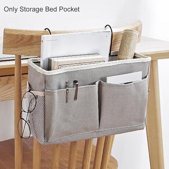 Annie ANNIE Bedside Caddy1 pack Bedside Storage Bag Hanging Bed Organizer MultiFunction Organizer Caddy for Bunk and Hospital Beds Dorm Rooms Bed RailsCrib Bed RailsGrey  - Image 3
