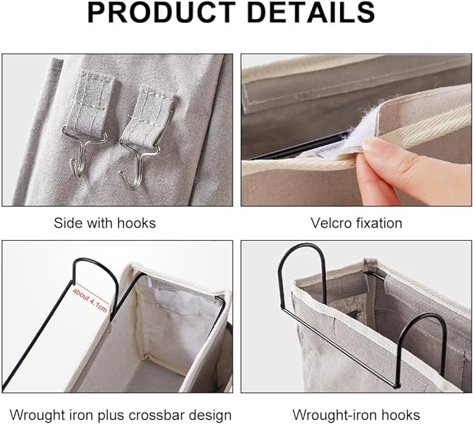 Annie ANNIE Bedside Caddy1 pack Bedside Storage Bag Hanging Bed Organizer MultiFunction Organizer Caddy for Bunk and Hospital Beds Dorm Rooms Bed RailsCrib Bed RailsGrey  - Image 4