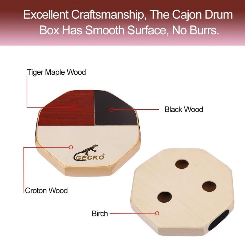 GECKO كاجون، طبل صندوق محمول مع حقيبة تخزين، طبل يدوي، آلة إيقاع، بونغ وسنير - Image 5