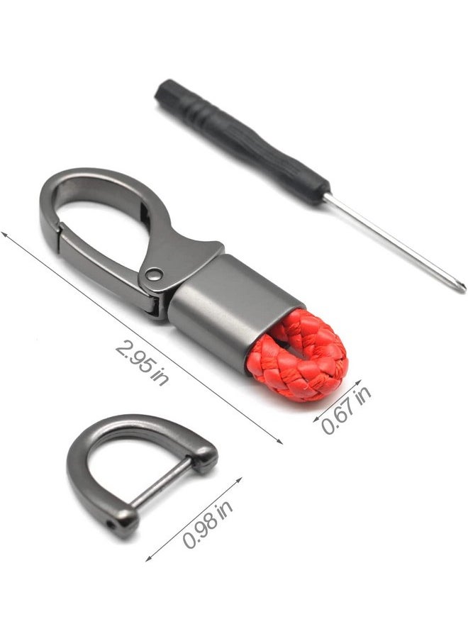 CONTACTS Contacts Red Braided Keychain Leather Strap Keyring Accessories Car Key Chain Ring PU Rope Hook1 Keyring with Zinc Alloy (Pack of 1) | Zinc  - Image 4