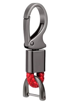Contacts Red Braided Keychain Leather Strap Keyring Accessories Car Key Chain Ring PU Rope Hook1 Keyring with Zinc Alloy (Pack of 1) | Zinc