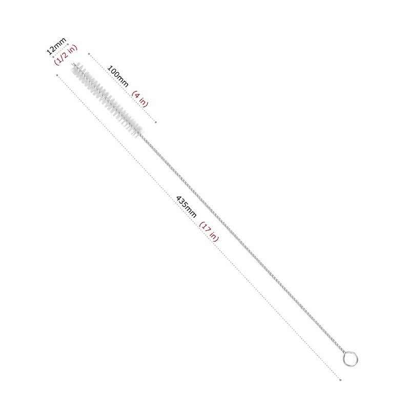 GFDesign Drinking Straw Cleaning Brushes Set 17" Extra Long 1/2" Extra Wide Pipe Tube Cleaner Nylon Bristles Stainless Steel Handle - 17" x 1/2" (12 mm) - Set of 4 - Image 2