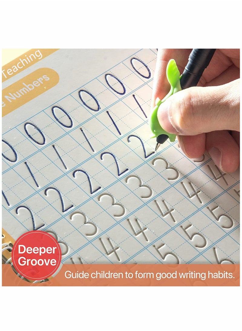 Generic - Magic Practice Copybook Set for Kids - 4 Reusable Handwriting Workbooks for English, Calligraphy, and Math Tracing with Magic Pen for Fun Learning and Skill Development. - Image 1