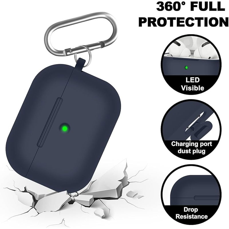 Woyinger AirPods Pro Case Cover with Cleaner Kit,Soft Silicone Case for Apple AirPod Pro 1st/2nd Generation,AirPods Pro/Pro 2 Case Accessories with Keychain-Midnight Blue - Image 4