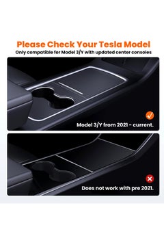 KASTWAVE Center Console Organizer for Tesla Model Y/3 - Tidy Tray, Built-in Silicone Pads, Smooth Slide Technology, Light Translucent Design, Accessories for 2021/2022/2023  - Image 2