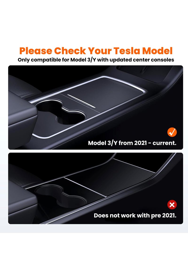 KASTWAVE - Center Console Organizer for Tesla Model Y/3 - Tidy Tray, Built-in Silicone Pads, Smooth Slide Technology, Light Translucent Design, Accessories for 2021/2022/2023 - Image 1
