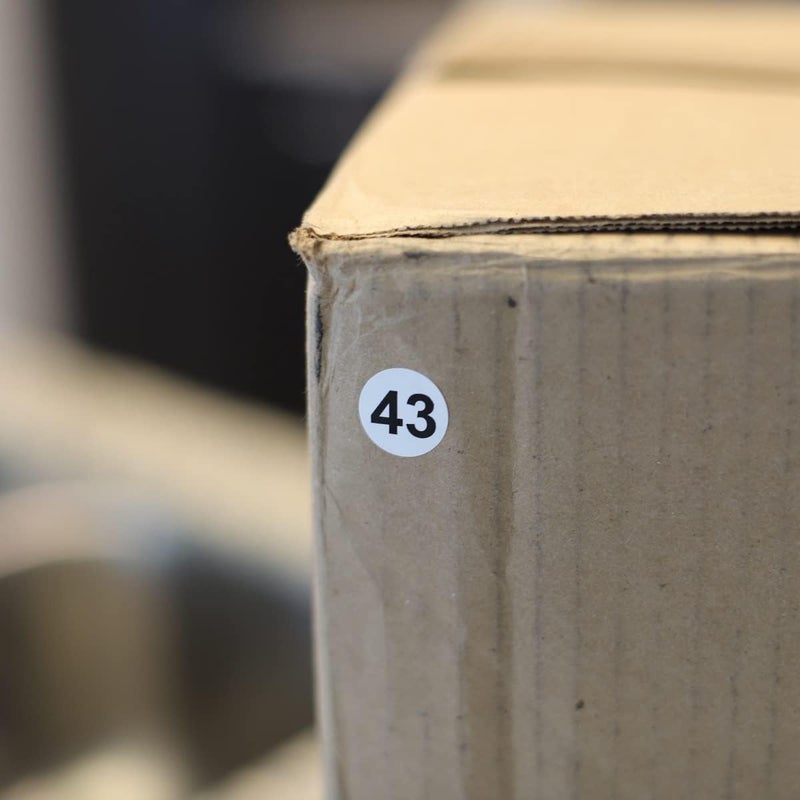 White with Black Number 43 Circle Dot Stickers, 3/4 Inch Round, 500 Labels on a Roll for Organization and Inventory - Semi-Gloss Finish - Made in The USA