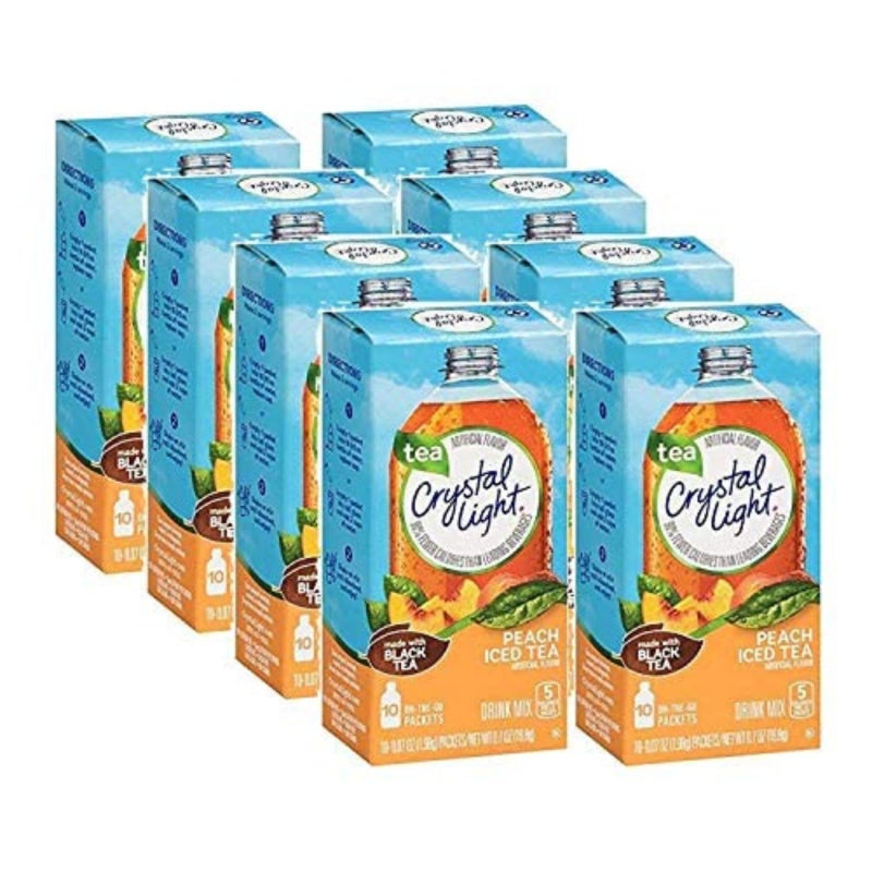 Crystal Light كريستال لايت على الطريق، مشروب شاي الخوخ المثلج، 10 عبوات (عبوة من 8) - Image 1
