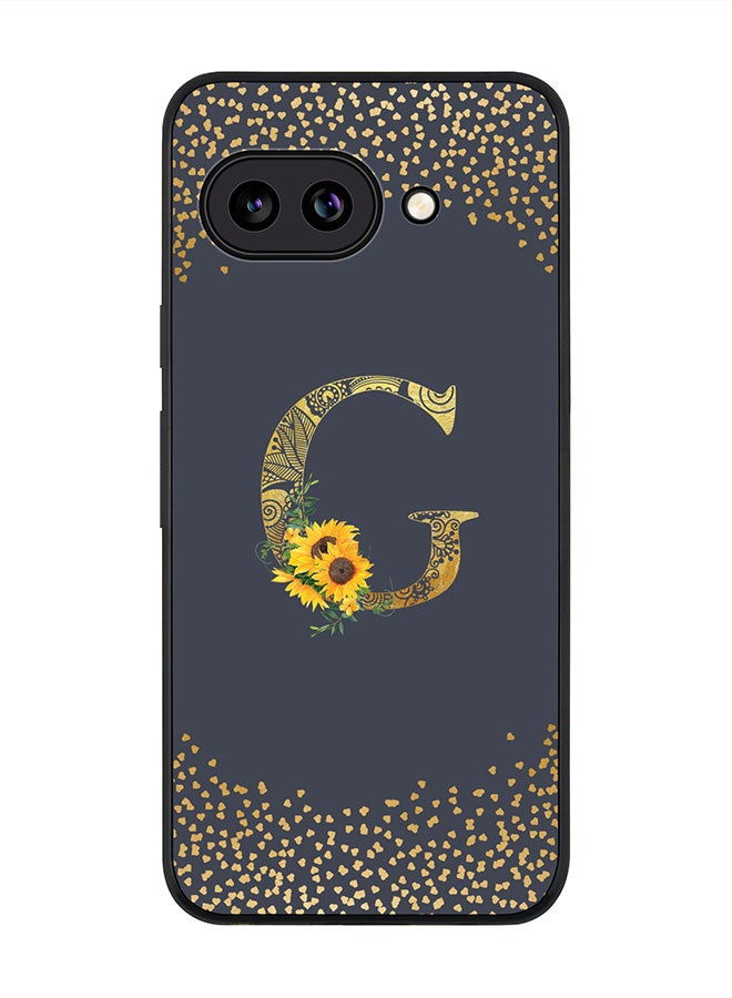 Stylizedd For Google Pixel 9a Case,Slim fit Camera Protection, Shockproof Thin Phone cover  - Custom Floral Monogram - G  (Grey )