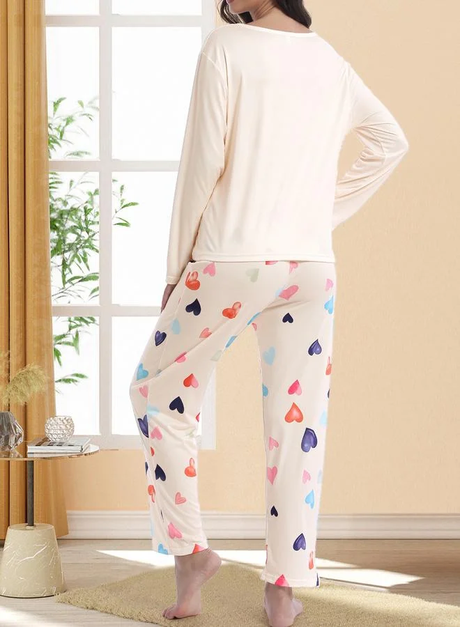 Take Two Take Two Graphic Print Long Sleeve T-Shirt and Pyjama Set