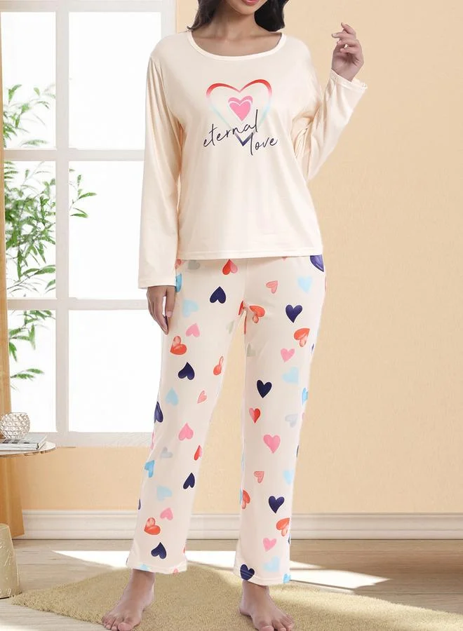 Take Two Take Two Graphic Print Long Sleeve T-Shirt and Pyjama Set