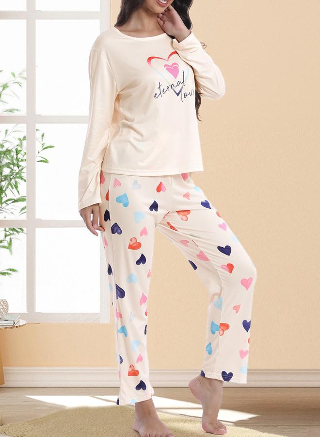 تايك تو طقم تيشيرت بأكمام طويلة بطبعة جرافيك مع بنطال - Image 3