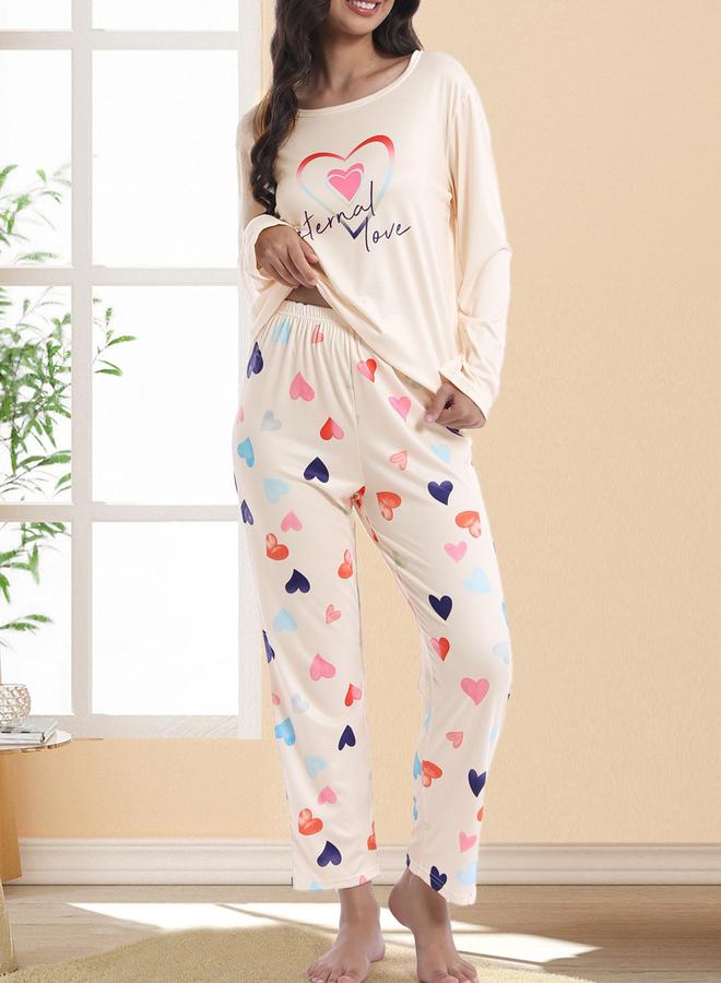 تايك تو طقم تيشيرت بأكمام طويلة بطبعة جرافيك مع بنطال - Image 4