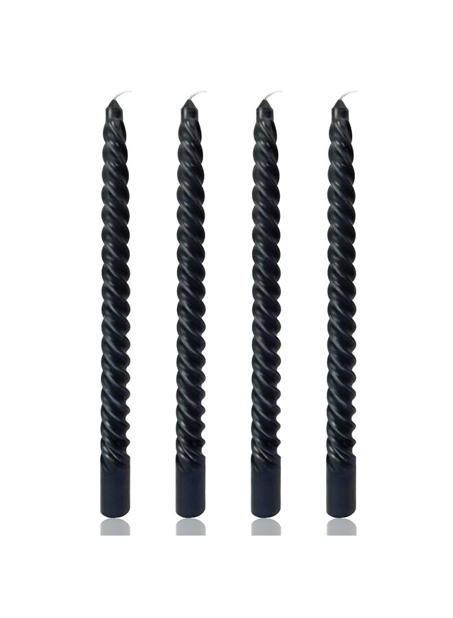 4pcs,Taper Candles, Metal Style Taper Candles,10 inch Spiral Candlesticks,Clean Burning Candle Sticks (Color : BLACK) - Image 1