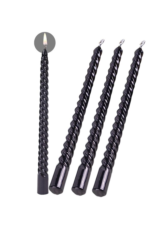 4pcs,Taper Candles, Metal Style Taper Candles,10 inch Spiral Candlesticks,Clean Burning Candle Sticks (Color : BLACK) - Image 3