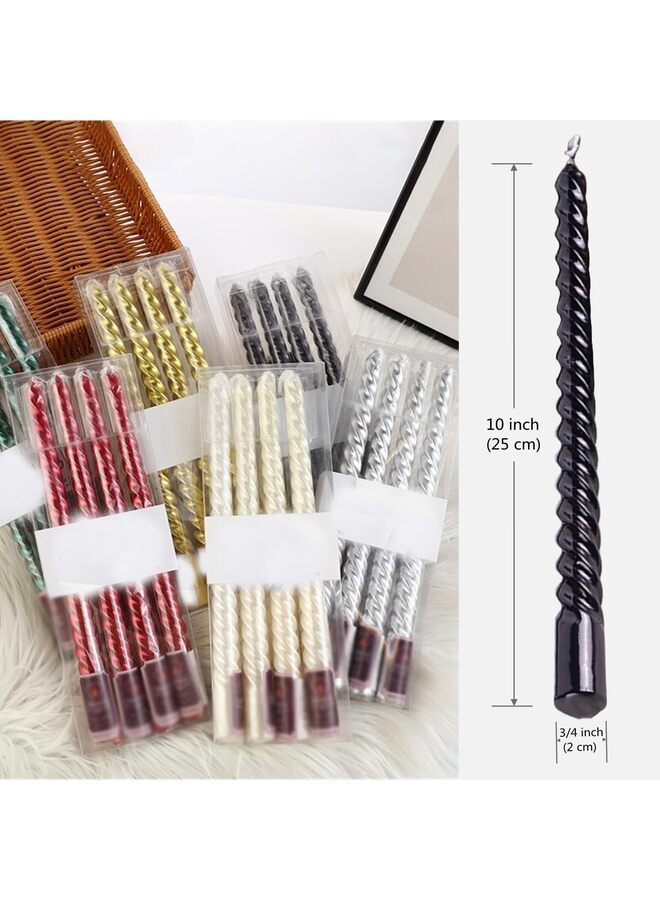4pcs,Taper Candles, Metal Style Taper Candles,10 inch Spiral Candlesticks,Clean Burning Candle Sticks (Color : BLACK) - Image 2