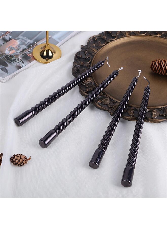 4pcs,Taper Candles, Metal Style Taper Candles,10 inch Spiral Candlesticks,Clean Burning Candle Sticks (Color : BLACK) - Image 5