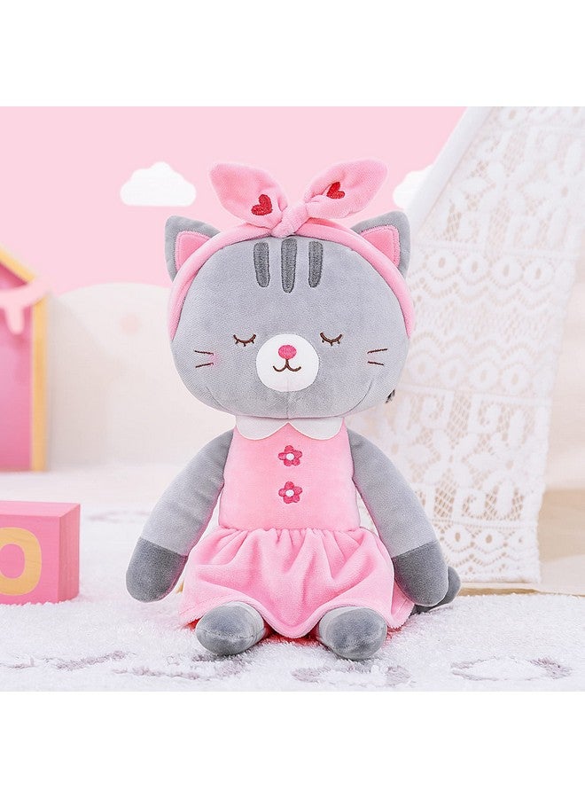 Lazada Stuffed Cat Dolls Animal Kitty Plush Toy Baby Girl Gifts Gray With Hair Band 16" - Image 2