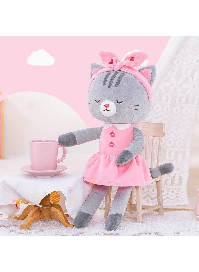 Lazada Stuffed Cat Dolls Animal Kitty Plush Toy Baby Girl Gifts Gray With Hair Band 16" - Image 3