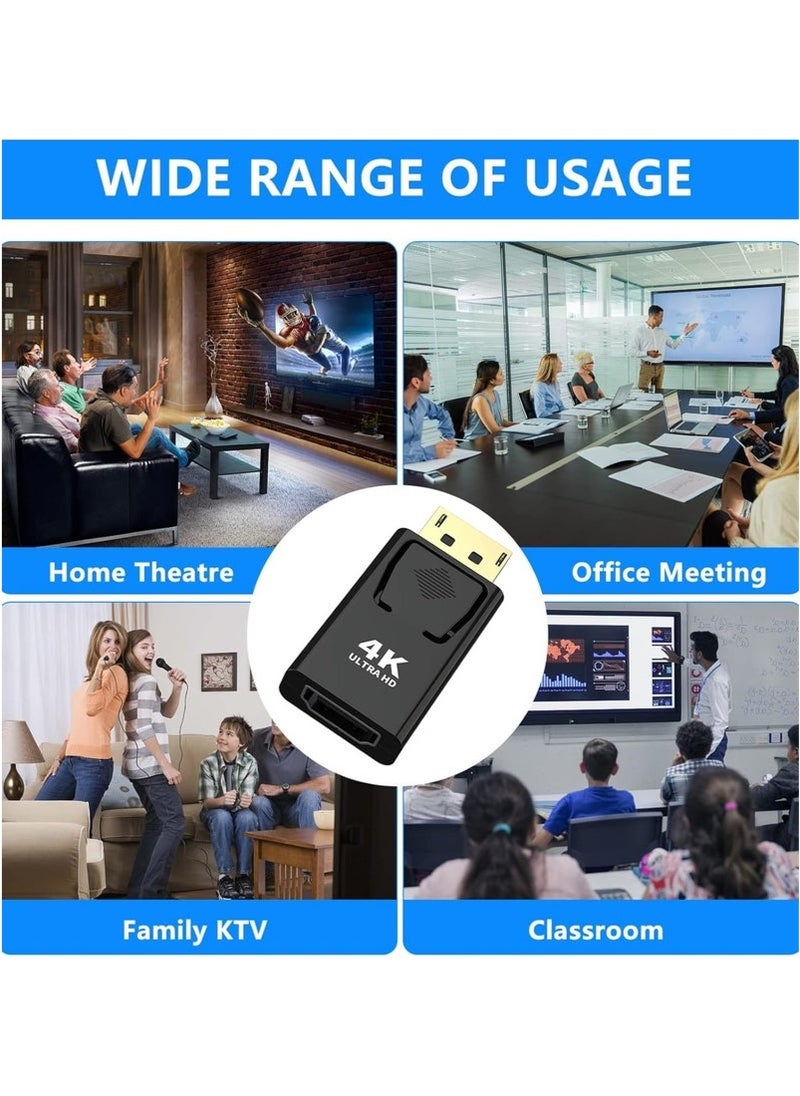 كينسو محول 4K DisplayPort إلى HDMI، عبوتان من محول DP أحادي الاتجاه من الكمبيوتر الشخصي إلى HDMI للشاشة، محول 4K Ultra HD DP DisplayPort إلى HDMI (ذكر إلى أنثى)، متوافق مع Lenovo وDell وHP والعلامات التجارية الأخرى  - Image 5