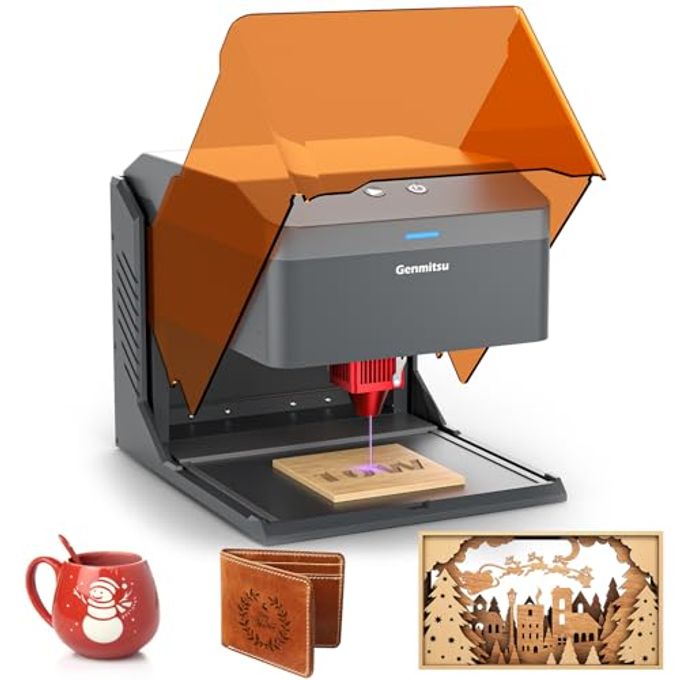 SainSmart Genmitsu Kiosk 10W 10000Mw Laser Engraver, Light Weight & Portable Laser Engraver Machine, Home Laser Cutter With Acrylic Enclosure For Diy Wood/Leather/Metal, 3.9'' X 3.9'' Engraving Area, Laser Safety Class 1 - Image 4