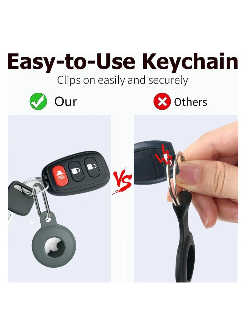 KASTWAVE Air Tag Silicone Case with Keychain 5 Pack Anti Scratch Airtag Holder Airtag Pet Tag Tracker Cover with Carabiner Clip Multi Color Airtag Accessories - Image 4