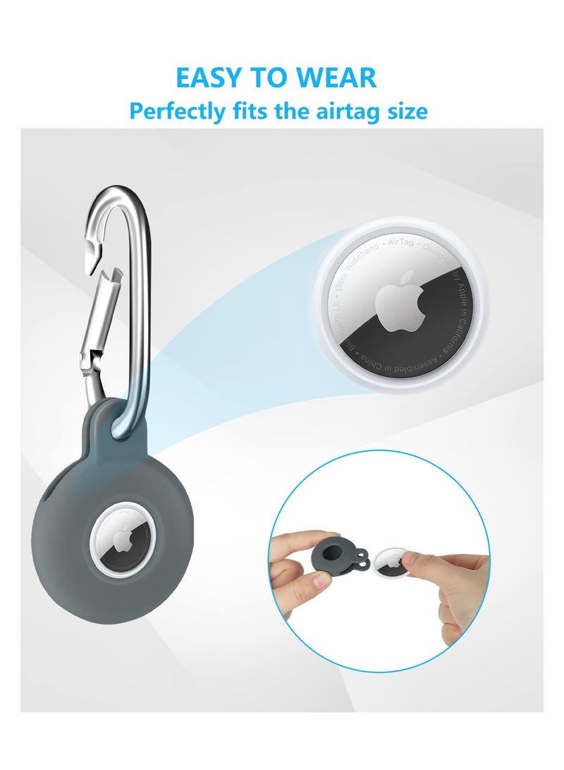 KASTWAVE Air Tag Silicone Case with Keychain 5 Pack Anti Scratch Airtag Holder Airtag Pet Tag Tracker Cover with Carabiner Clip Multi Color Airtag Accessories - Image 2