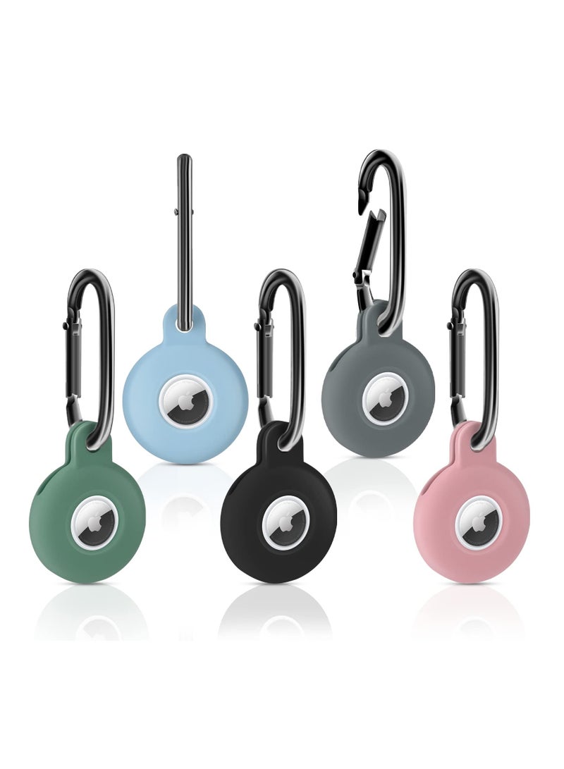 KASTWAVE Air Tag Silicone Case with Keychain 5 Pack Anti Scratch Airtag Holder Airtag Pet Tag Tracker Cover with Carabiner Clip Multi Color Airtag Accessories - Image 1