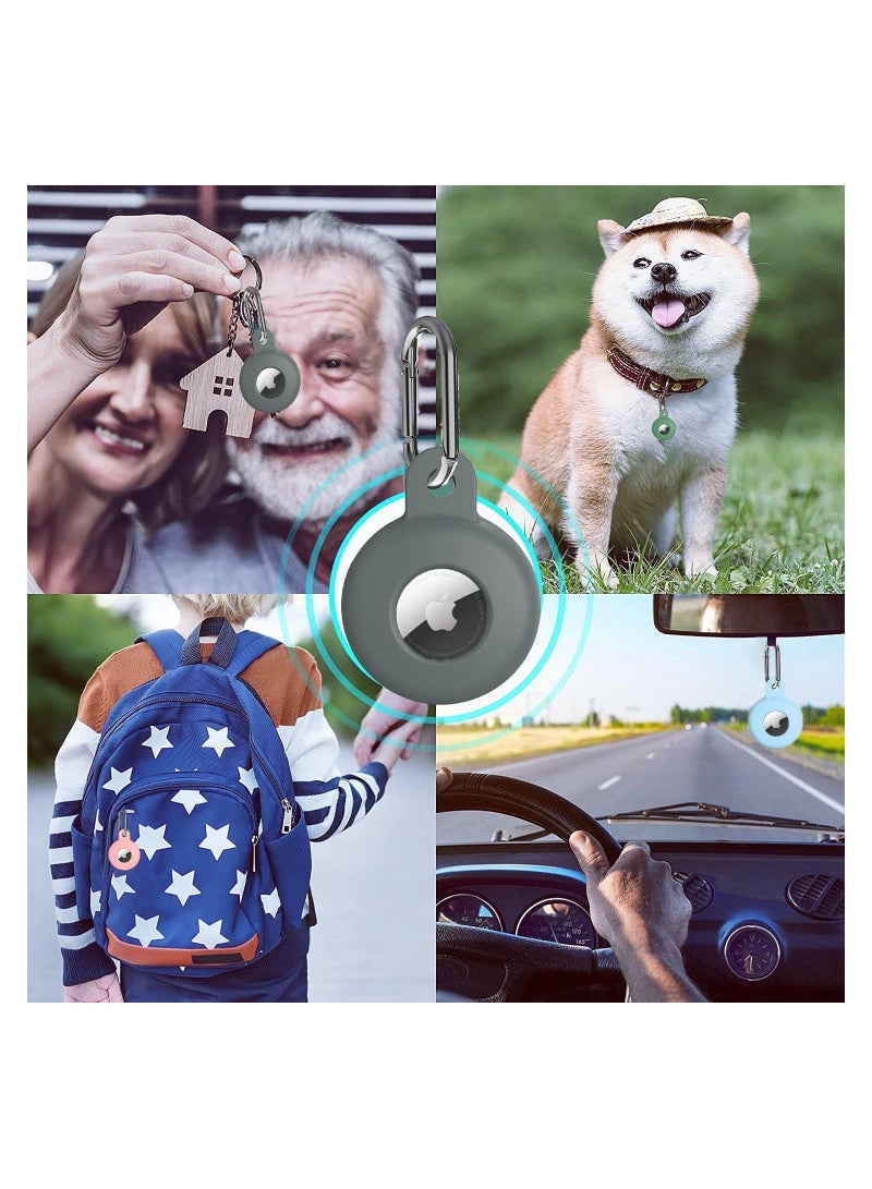 KASTWAVE Air Tag Silicone Case with Keychain 5 Pack Anti Scratch Airtag Holder Airtag Pet Tag Tracker Cover with Carabiner Clip Multi Color Airtag Accessories - Image 3