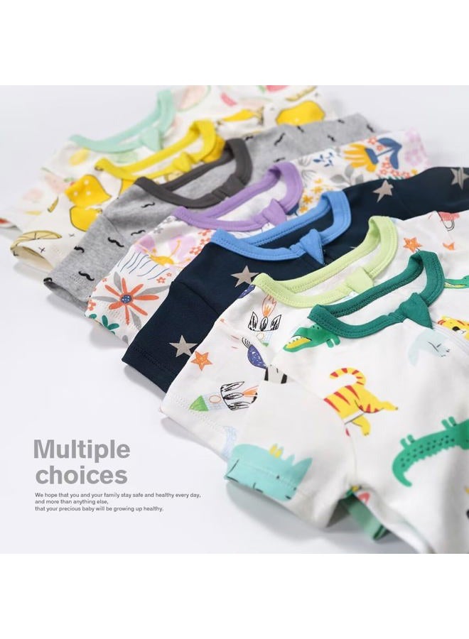 Teach Leanbh Toddler Baby Boys Girls One Piece Pajamas Cotton 2 Way Zipper Printing Short Sleeve Footless Romper Sleep and Play 3 Months-4 Years (Flower, 3-6 Months) - Image 5