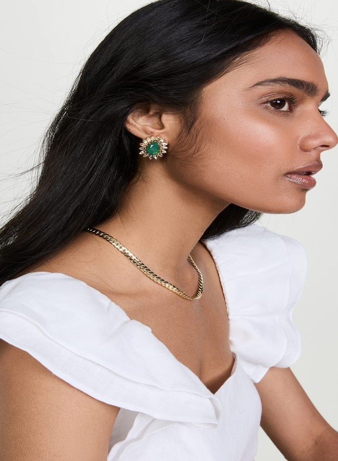 ديبا جورناني أقراط Deepa Gurnani للسيدات من Deepa Gurnani Leesha النحاسية، زمردي، أخضر، مقاس واحد - Image 3