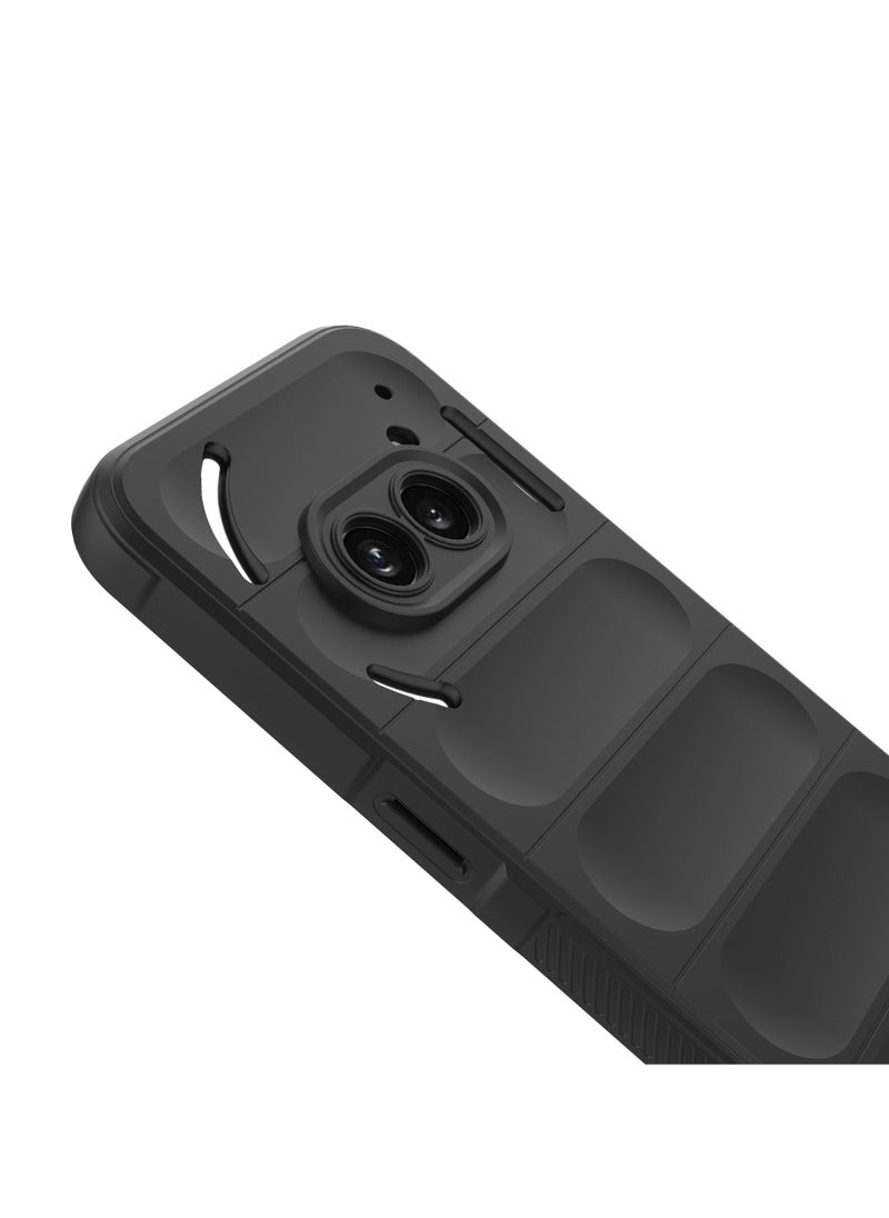 Generic Case Cover For Nothing Phone 2A 5G / 2A Plus 5G , Heavy Duty 3D Striped Pattern Sensory Soft Silicone Full Portection Shockproof Phone Case For Nothing Phone 2A 5G / 2A Plus 5G Black  - Image 2