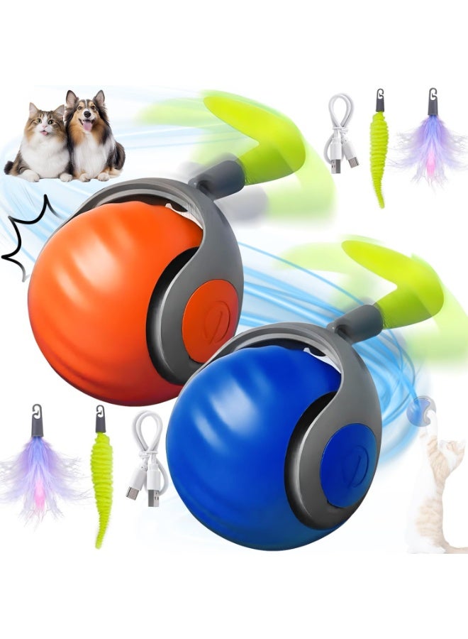 كرة القطط التفاعلية الجديدة من الجيل 2025، لعبة سبيدي تيل 3.0 للحيوانات الأليفة، كرة دوارة، لعبة تفاعلية للقطط داخل المنزل، لعبة ذكية أوتوماتيكية للكلاب والقطط، كرة ارتداد إلكترونية بذيل إضافي، لعبة قطط متحركة أوتوماتيكيًا (أزرق وأحمر) - Image 1