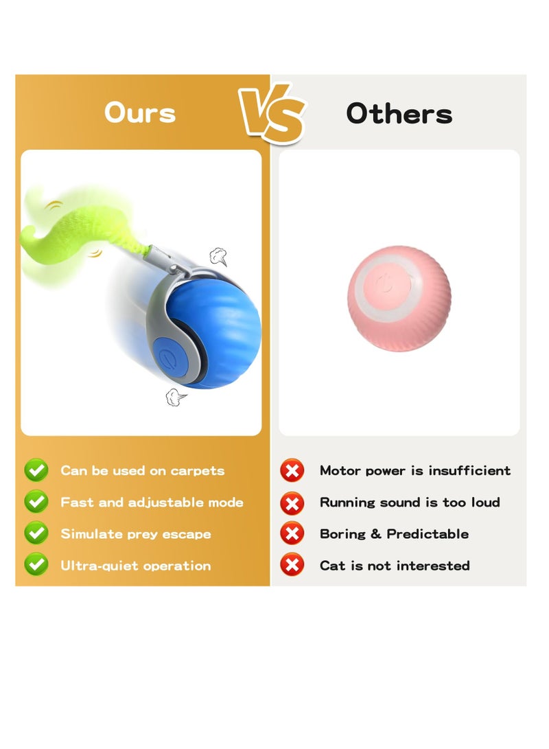 كرة القطط التفاعلية الجديدة من الجيل 2025، لعبة سبيدي تيل 3.0 للحيوانات الأليفة، كرة دوارة، لعبة تفاعلية للقطط داخل المنزل، لعبة ذكية أوتوماتيكية للكلاب والقطط، كرة ارتداد إلكترونية بذيل إضافي، لعبة قطط متحركة أوتوماتيكيًا (أزرق وأحمر) - Image 5