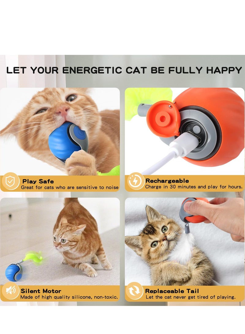 كرة القطط التفاعلية الجديدة من الجيل 2025، لعبة سبيدي تيل 3.0 للحيوانات الأليفة، كرة دوارة، لعبة تفاعلية للقطط داخل المنزل، لعبة ذكية أوتوماتيكية للكلاب والقطط، كرة ارتداد إلكترونية بذيل إضافي، لعبة قطط متحركة أوتوماتيكيًا (أزرق وأحمر) - Image 2