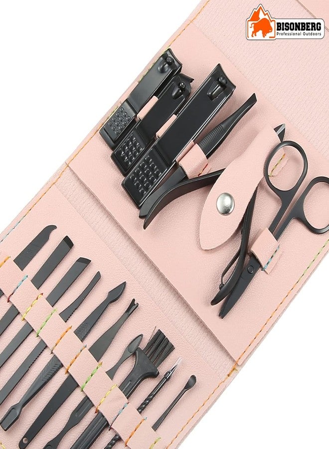 Bisonberg Manicure & Pedicure Set Nail Clippers, Stainless Steel Nail Scissors Grooming Kit, Acne needle, Nail Cutter Kit, Blackhead Tool Leather Travel Case - 12 in 1 - Image 5