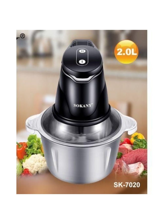 مطحنة ومفرمة مع وعاء من الفولاذ المقاوم للصدأ سعة 2 لتر وقوة 400 وات SK-7020 / SK-7020N متعدد الألوان