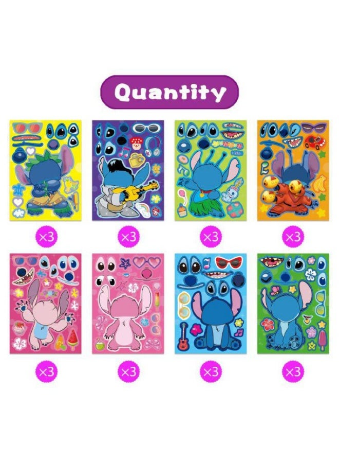 JAYATO 24PCS Make a Face Stickers, Lilo & Stitch Theme Stickers Book Crafts for Kids, Girls Boys and Teens Adults, DIY Party Supplies Favors Make Your Own Stickers, for Birthday Gifts Reward Toys（8 Styles, 24Pcs） - Image 3