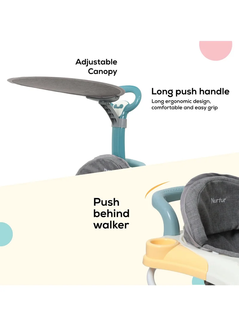 Nurtur 2 In 1 Baby Walker Multifunction Adjustable 5 Gear With Music Toy Learning Seat Swivel Wheels Safe And Comfortable For 7 To 18 Months