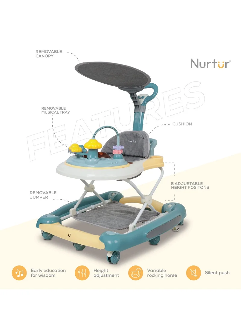 نورتر 2 In 1 Baby Walker Multifunction Adjustable 5 Gear With Music Toy Learning Seat Swivel Wheels Safe And Comfortable For 7 To 18 Months