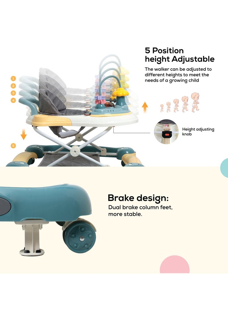 Nurtur - 2 In 1 Baby Walker Multifunction Adjustable 5 Gear With Music Toy Learning Seat Swivel Wheels Safe And Comfortable For 7 To 18 Months - Image 1