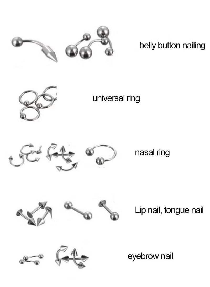 Realfrog 85pcs Body Jewelry Piercing Lot Stainless Steel Nose Horseshoe Lip Tongue Eyebrow Tragus Body Piercing Navel Belly Ring Barbells  - Image 3
