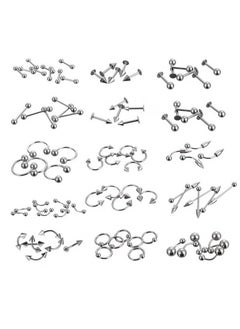 Realfrog 85pcs Body Jewelry Piercing Lot Stainless Steel Nose Horseshoe Lip Tongue Eyebrow Tragus Body Piercing Navel Belly Ring Barbells  - Image 1