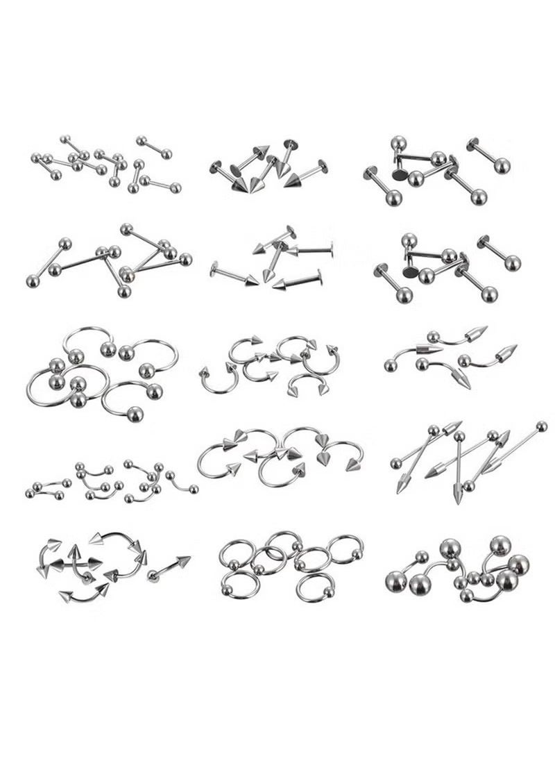 Realfrog 85pcs Body Jewelry Piercing Lot Stainless Steel Nose Horseshoe Lip Tongue Eyebrow Tragus Body Piercing Navel Belly Ring Barbells  - Image 1