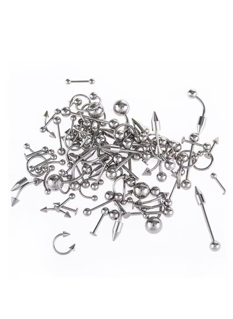 Realfrog 85pcs Body Jewelry Piercing Lot Stainless Steel Nose Horseshoe Lip Tongue Eyebrow Tragus Body Piercing Navel Belly Ring Barbells  - Image 4