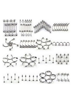 Realfrog 85pcs Body Jewelry Piercing Lot Stainless Steel Nose Horseshoe Lip Tongue Eyebrow Tragus Body Piercing Navel Belly Ring Barbells  - Image 2